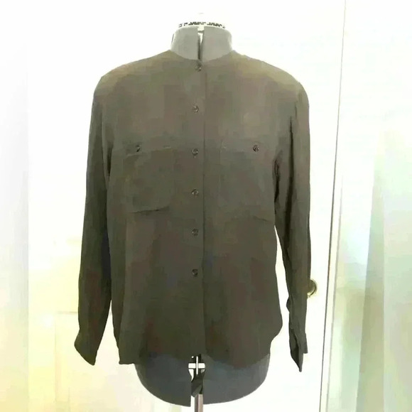 VTG Jones New York Rayon Top shoulder pads women 12 - Picture 2 of 8